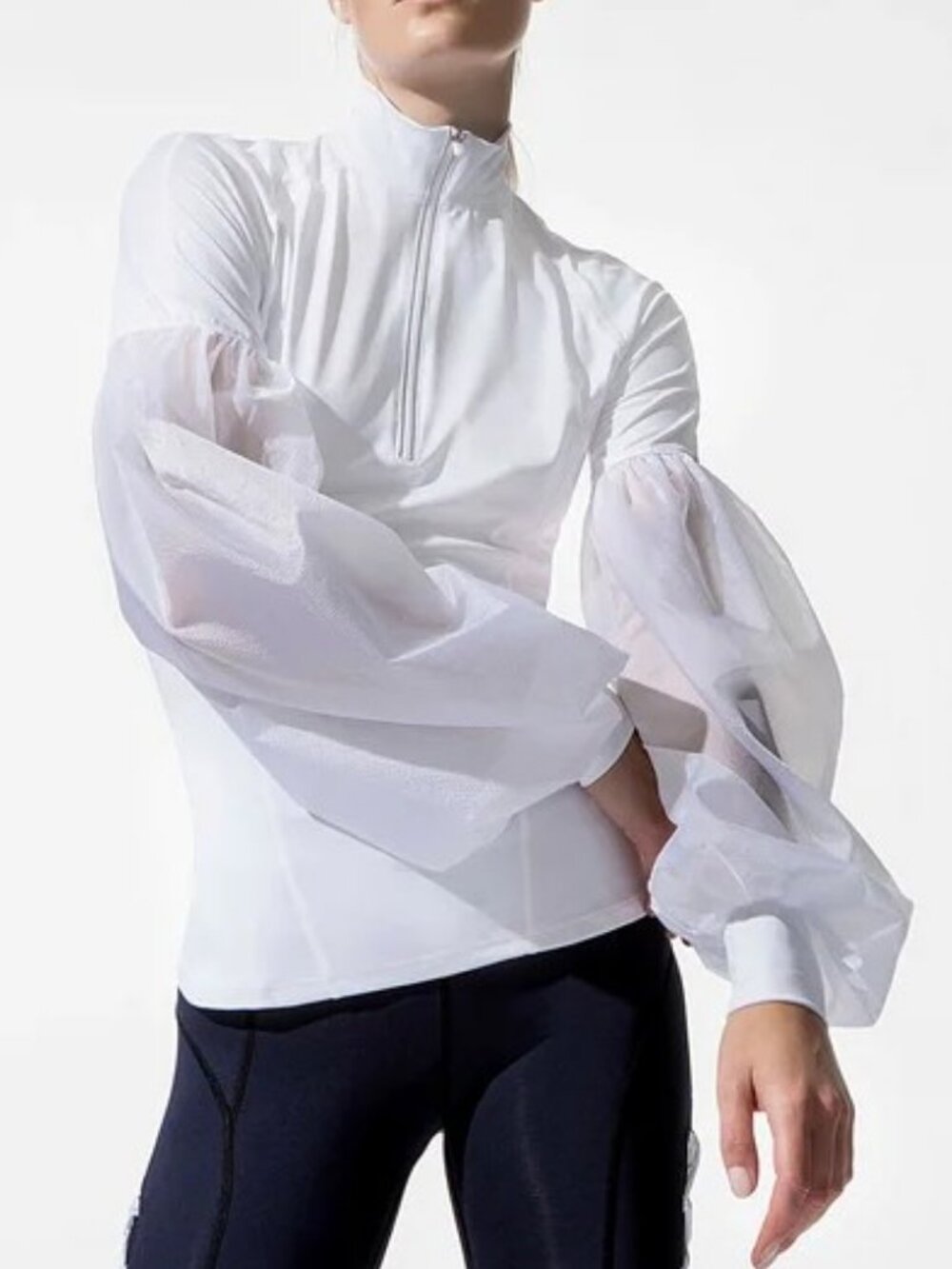 Jonathan Simkhai x Carbon38 quarter zip pullover top off-white women's size L